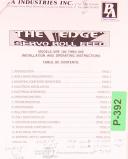 P/A Industries The Edge, SRF100 Thru 600, Servo Roll Feed system, Installation and Operating Instructions Manual 1994